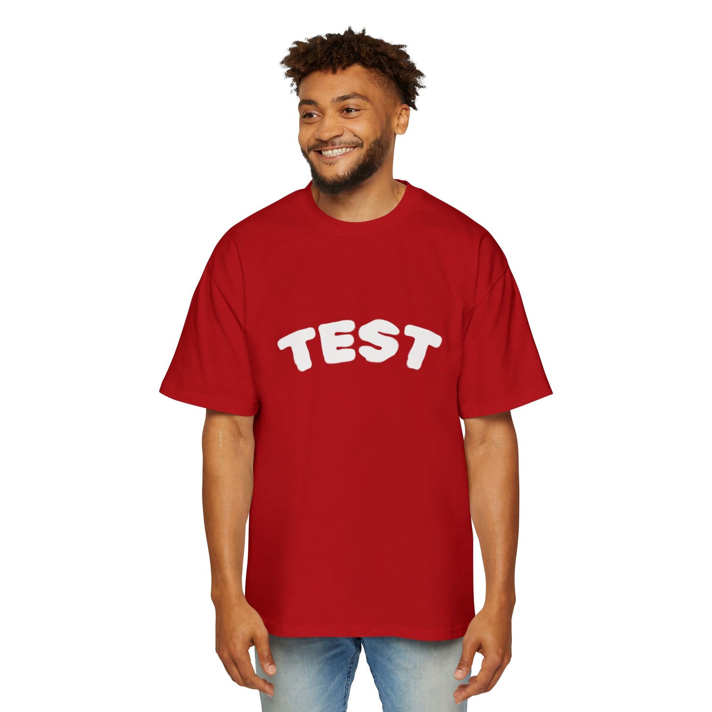 TEST US Men's Oversized White Tee — Classic Heavyweight Boxy T-Shirt