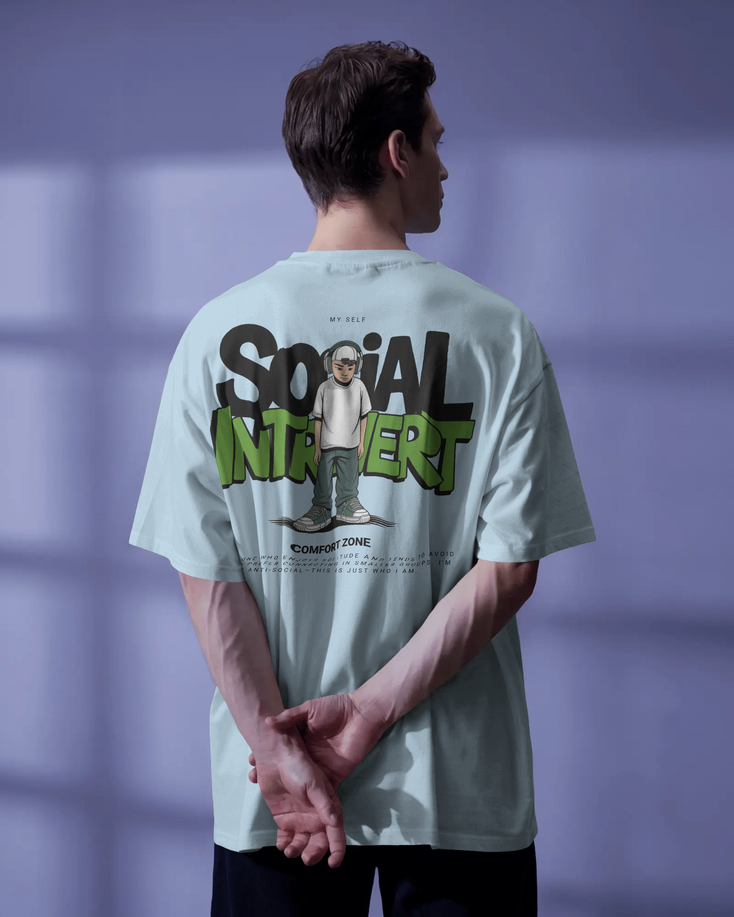 KOVASKO Men’s Social Introvert Oversized T-shirt