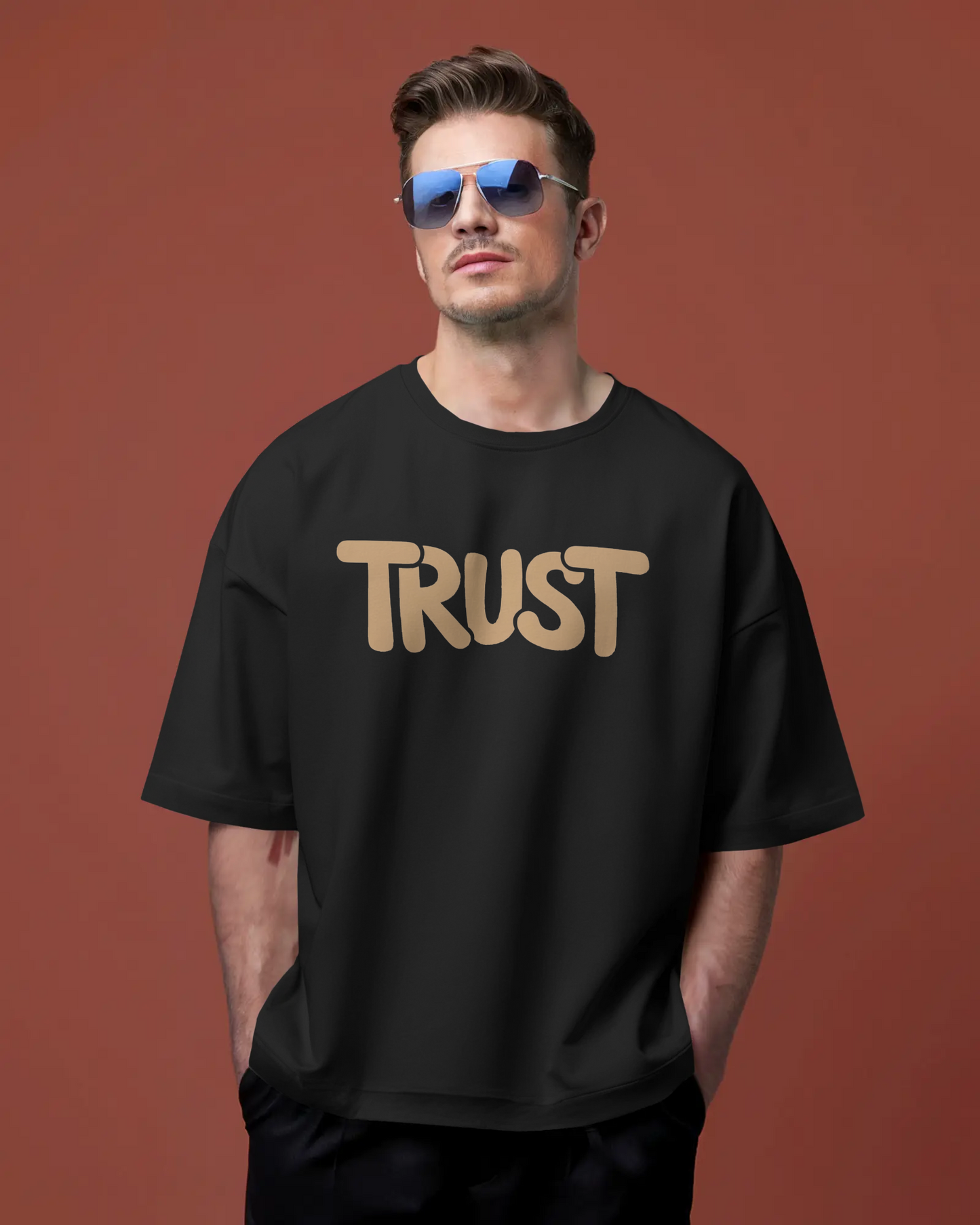 KOVASKO Mens Trust Gods Plan Oversized T-Shirt