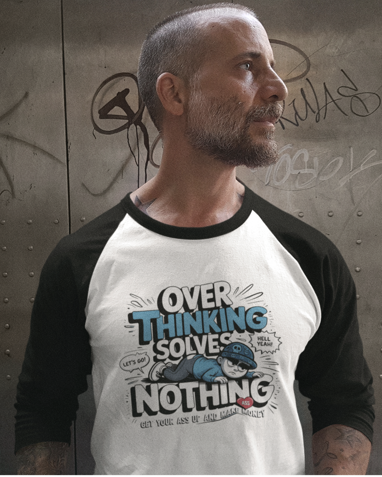 KOVASKO Men’s Over Thinking Solves Nothing Raglan T-Shirt