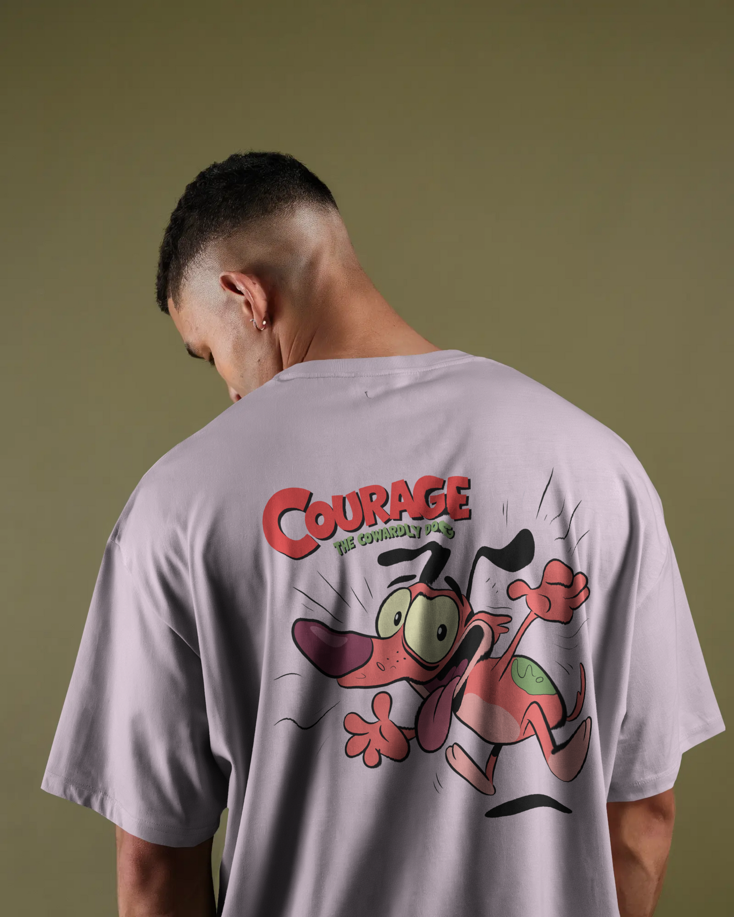 KOVASKO Mens Courage The Cowardly Dog Oversized T-Shirt